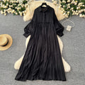 Pleated Dress Women Long Dresses A Line Vestidos Streetwear Lantern Sleeve Elegant Splice Y2k Single Breasted Loose Summer 2025