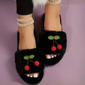 Pink Strawberry Winter Fluffy Slippers Women 2026 Soft Sole Long Plush Warm Home Slippers Woman Plus Size 45 Lovely Slides Shoes
