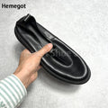 Loafers Flats Black Leather Slip On Loafers Solid Flats Men's Shoes Wear-Resistant Breathable Solid Color Casual Shoes Handmade Men's Shoes