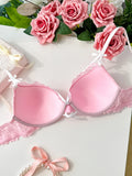 PEACE IN LOVE Sweet Heart Lace Women Bra Sexy Adjustable Lifting Straps Push‑Up Bra Cute Bow Lingerie