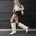 Autumn and Winter New Knee High Boots Women Designer Heel High Black Boots Women's Leather Boots Plus Size 35-42 Botas De Mujer