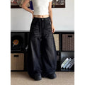 ZHIZOU Women Black Baggy Y2k Jeans American 2000s Style Boyfriend Jean Pants Vintage 90s Harajuku Oversize Denim Trousers Autumn