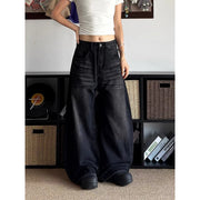 ZHIZOU Women Black Baggy Y2k Jeans American 2000s Style Boyfriend Jean Pants Vintage 90s Harajuku Oversize Denim Trousers Autumn