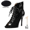 Women Sexy Thin High Heel Dance Shoes Party Ballroom Pole Jazz Lace Up Platform Dancing Boots Short Tube Heels 9.5/11cm Booties