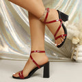 Comfortable and Simple High-Heeled Sandals, Casual Versatile Chunky Heel Open-Toe Strap Women's Shoes