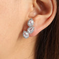 Pear Teardrop Zircon Stud Earring Set for Women Sparkling Halo CZ Stackable Earrings Wedding Bridal Party Fashion Jewelry Gift