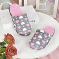 Women Sweet Heart-shaped Soft Soled Plush Slippers Winter Warm Home Slippers Female Cute Silent Slides Adults Cute Bedroom Shoes