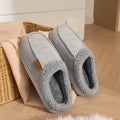 Women's Minimalist Fleece-Lined Slippers, Faux Suede Mules with Thick Plush, Warm Non-Slip Flat House Shoes for Fall Winter