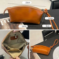 Large Capacity Vegetable Tanned Leather Handbag Simple Design Lightweight Shell Clutch Bag Light Luxury Mobile Phone Bag