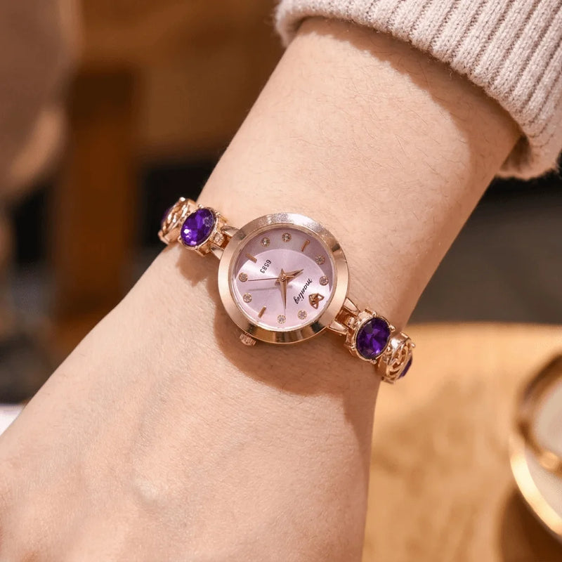 Versatile Rhinestone Quartz Watches Diamond Studded Watch Strap with Adjustable Bracelet Women Wristwatch Wrist Decoration Gift