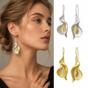 New Gold Silver Drop Earrings Twist Design Lightweight Floral Dangle Earrings Calla Lily Earrings Women