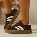 Women Suede Thick Sole Platform Sneakers Non-Slip Breathable Lace-Up Low-Top All-Match Daily Wear Outdoor Casual Walking Shoes