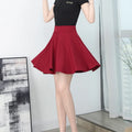 Women's Skirt Women's Red Stretch Skirt for Spring and Summer, High-waisted Design To Prevent Exposure, with Pleated Detailing.