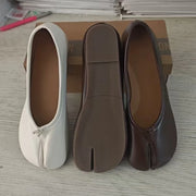 Japanese Style Tabi Ninja Shoes Women Cozy Leather Flats Split Hoof Toe Loafers Femme Mary Jeans Mocasines Ladies Ballerina Shoe