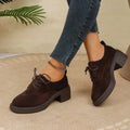 Women's Shoes Strappy Block Heel Single Shoes Fashion Round Toe Deep Mouth Non-Slip Low Top Women's Shoes