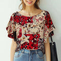 ZANZEA Summer Women Chiffon Blouse Elegant Ruffle Short Sleeve Tops Shirt 2025 Korean Fashion Casual Tunic Chic Ruffle Hem Blusa