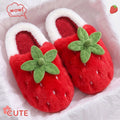 Fluffy Furry Fur Strawberry Slippers Women 2026 Winter Chunky Platform Thicken Warm Home Slides Non Slip Thick Sole Cotton Shoes