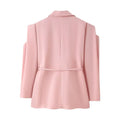 7 Color Autumn Lacing Up Bow Sashes Wide Shrug Shoulder Long Sleeve Blazer Chill Vintage Women Pockets Loose Suit Coat