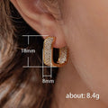 Shiny Geometric Square Earrings Elegant Korean-Style Zirconia Stud Earrings Luxury Full-Paved Women Jewelry Gift for Women