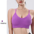 Women Summer Seamless Cross Sports Bra Gym Yoga Tops with Padded Sexy Backless Workout Fitness Camisole Running Sports Tops
