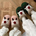 Winter Christmas Women Home Slippers Men Indoor Soft Non-slip Sandals Couples Warm Plush Flat Slides Adults Unisex Lovely Shoes