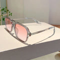 Trendy Women Double Beam Sunglasses Square Summer Sun Shades for Travelling Hiking UV Protection Driving Design Sun Glasses