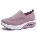 Women's Air Cushion Mesh Walking Shoes Breathable Slip On Platform Sneakers Casual Loafers