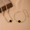 Golden Round Bead Heart Pearl Bracelet Necklace Set For Women Fashion Personalized Daily Accessory Party Jewelry Birthday Gifts