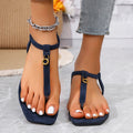 *Fashionable Hot Selling Clip Toe Elegant Plus Size Casual Shoes Summer New Round Toe Comfortable Flat Sandals for Women