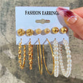 Fashion Geometric Hoop Earrings Set for Women Vintage Bohemian Pearl Gold Color Round Earring Punk Daily Wear Jewelry Gifts 2025
