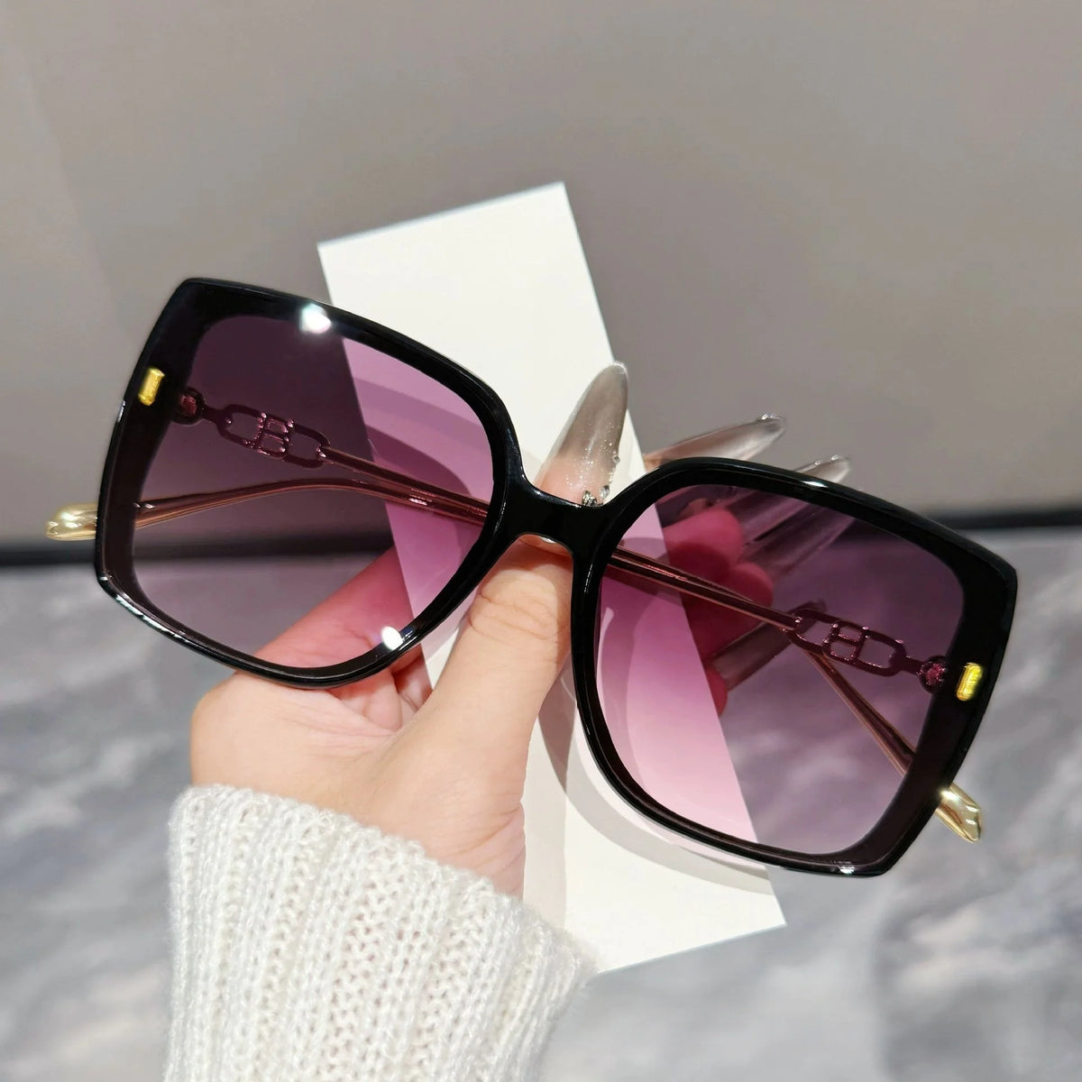 Large Frame Square Frame Rice Nail Sunglasses for Women 2026 Fashion DS-7169 New Style