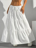 Women's Long Skirts European and American Cross-Border New Style Wish Spring and Summer Women's Skirts, Tie-Strap Spliced Flared Skirts, Loose Long