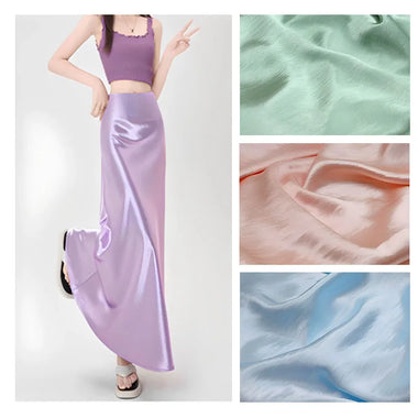 Pajamas Anti-wrinkle Acetate Fabric Anti-wrinkle Acetate Satin Fabric By The Meter for Dresses Shirts Pajamas Sewing Soft Lining Cloth Breathable Smooth Silky Plain