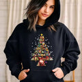 2026 new Autumn Winter Women Hooded Sweatshirt, Xmas Book Tree Santa Print Pullover Hoodie Christmas Festival Long Sleeve Tops