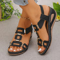 2026 Vintage Women's Wedge-Style Sandals Breathable Lightweight Elastic Slip-On Casual Oversized Summer Beach Shoes Size 36-43