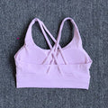 Solid Color Women Fitness Sports Bra Top Gym Yoga Backless Athletic Back Cutout Cross Tight Workout Soft With Chest Pad