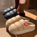 Winter Platform Plush Bread Slippers Women Unisex Waterproof Thicken Warm Home Slides Woman Non Slip Thick Sole Cotton Shoes