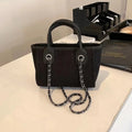 Large Capacity Women's Bucket Bag Crossbody Chain Tote Bag Fashionable Soft Canvas Vintage Style Square Shape Handbag