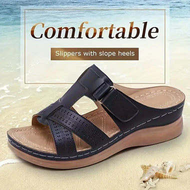 2026 Summer Women Wedge Sandals Premium Orthopedic Open Toe Sandals Vintage Anti-Slip Leather Casual Female Platform Retro Shoes