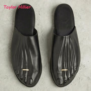 Metallic Toe Embossed Mules Women Chic Five-Toe Slip‑On Casual Summer Street styleClassy Ladies Backless Slide Sandals