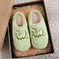 Christmas bestsellers Green furry monster slippers autumn and winter home slippers men's and women's soft-soled furry shoes Gift