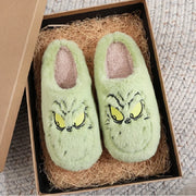 Christmas bestsellers Green furry monster slippers autumn and winter home slippers men's and women's soft-soled furry shoes Gift