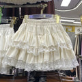 Korean Chic Y2K Sweet Girl's White Princess Mini Skirt Ballet-style Tiered Skirt Elastic High Waist Cake Skirt Shorts All-match