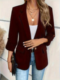 Blazer Women 2026 Casual Autumn Winter Fashion Solid-Color Versatile Pocket Long-Sleeved Suit Women Clothing