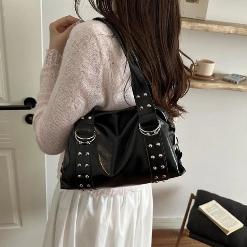 Women Handbag Luxury Women Underarm Bags Handbag Purses New In Vintage PU Leather Rivet Decoration Shoulder Crossbody Bag Gifts