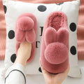 Cozy Bunny House Slippers Plush Flat Sole Rabbit Design for Women Cute Winter Indoor Shoes with Furry Comfort Set