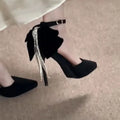 2024 New Womens Stilettos Sexy Pointed Luxury Red Women's Wedding Shoes Fashion Bow Design Casual Dress Party High Heels Zapatos