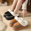Soft Fluffy Thick Bottom Embroidery Cotton Slippers Couple Plus Size Winter Indoor Outdoor Plush Slippers Women Fuzzy Fur Shoes