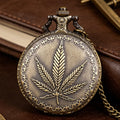 Quartz Pocket Watches Vintage Maple Leaf Pocket Watches Pendant Necklace Chain Fob Watches for Mens Womens