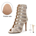 New Women High Heels Peep Toe Ankle Boot Stilettos Jazz Woman Dance Shoes High Top Women Ballroom Dance Boots Soft Soles